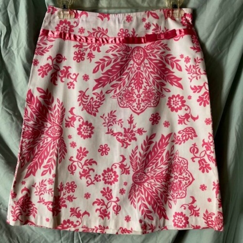 Rubber Ducky Productions Inc. Vintage Mini Skirt pink white floral Medium M 8 10